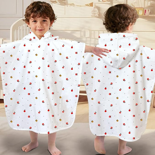 VOOVA & MOVAS Toddler Towel with Hood, Oversized (2-4Years,22"X22") Made from 100% Soft Cotton,Absorbent Hooded Poncho Towel for Baby Boy,Perfect for Pool | Swimming | Bath | Beach,Orange