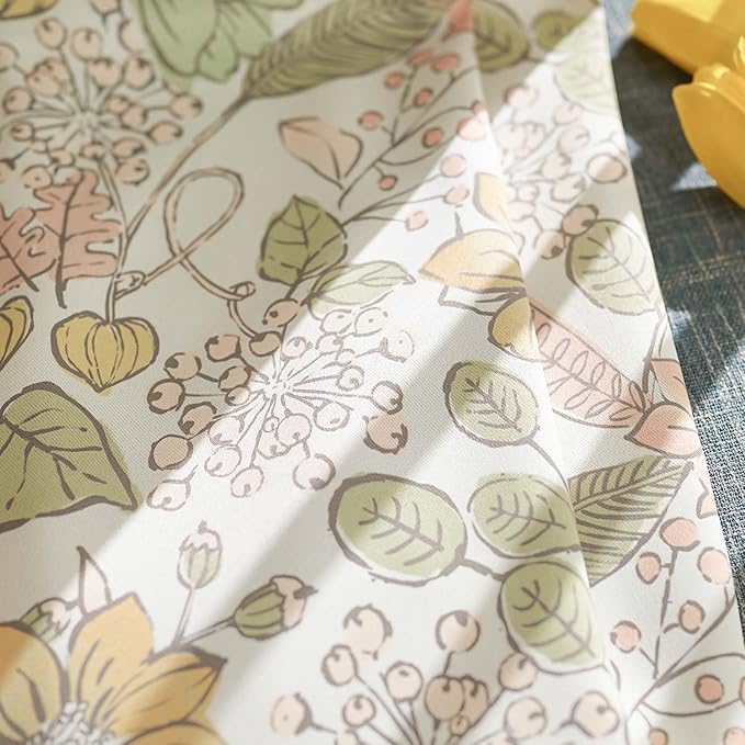 Vangao Yellow Nursery Curtains for Girls Room Easter Floral 100% Blackout Curtains 84 Inch Length Farmhouse Drapes for Bedroom Room Darkening Flower Patterned Window Treatment for Kids Set of 2
