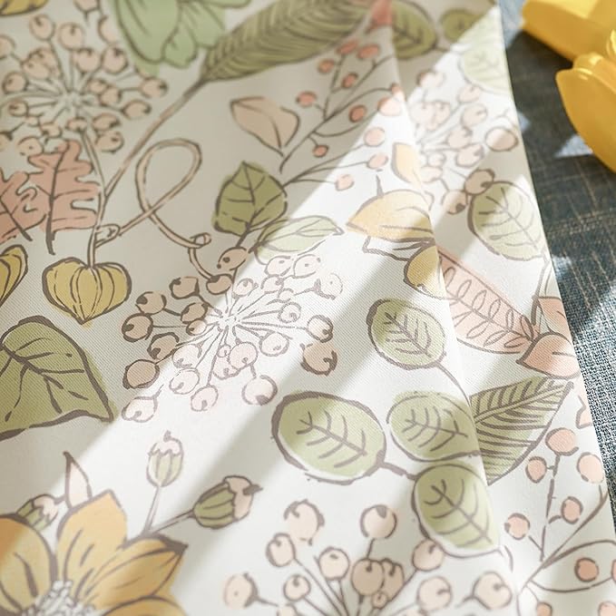 jinchan Nursery Curtains 95% Blackout Yellow Floral Curtains for Girls Room, 84 Inch Length Farmhouse Drapes for Bedroom Living Room Darkening Window Treatment Fall Decor Grommet Top Set of 2 Panels
