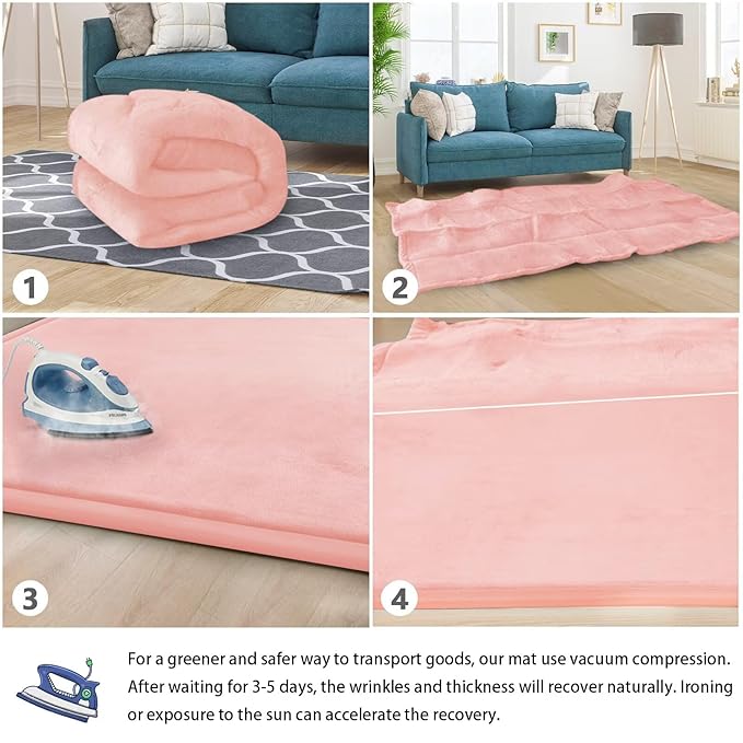 Baby Play Mat for Floor Tummy Time Mat Nursery Rug Muscle Mat Area Rug Playroom Rug Tatami Mat 79x158" Memory Foam 1.3" Thick Crawling Mat for Babies,Toddlers, Infants, Kids,Floor Mat(Pink)