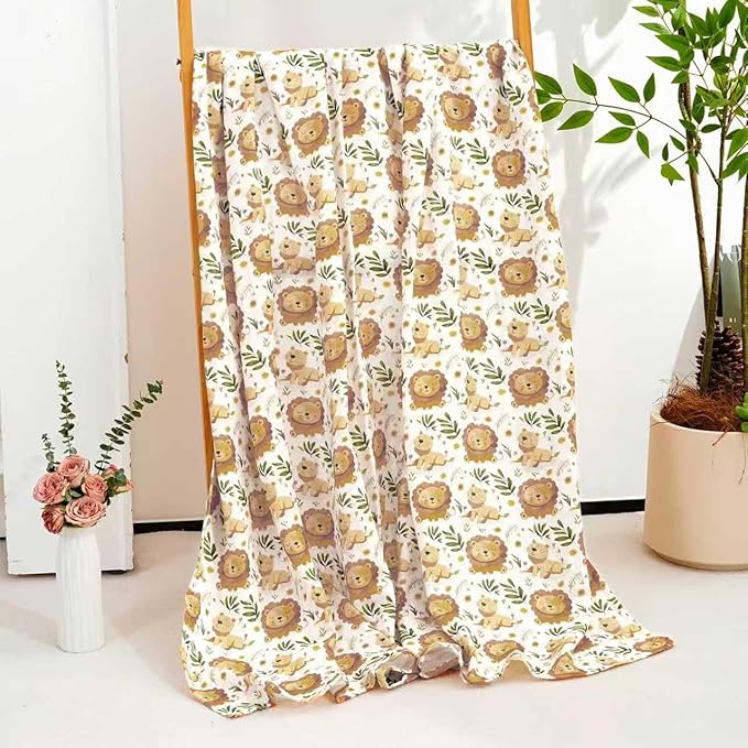 Baby Muslin Swaddle Blankets,2 Pack Receiving Blanket Baby Girl & boy,Large47 x 43 inches,Soft & Skin Friendly Baby Blanket Wrap(Animals)