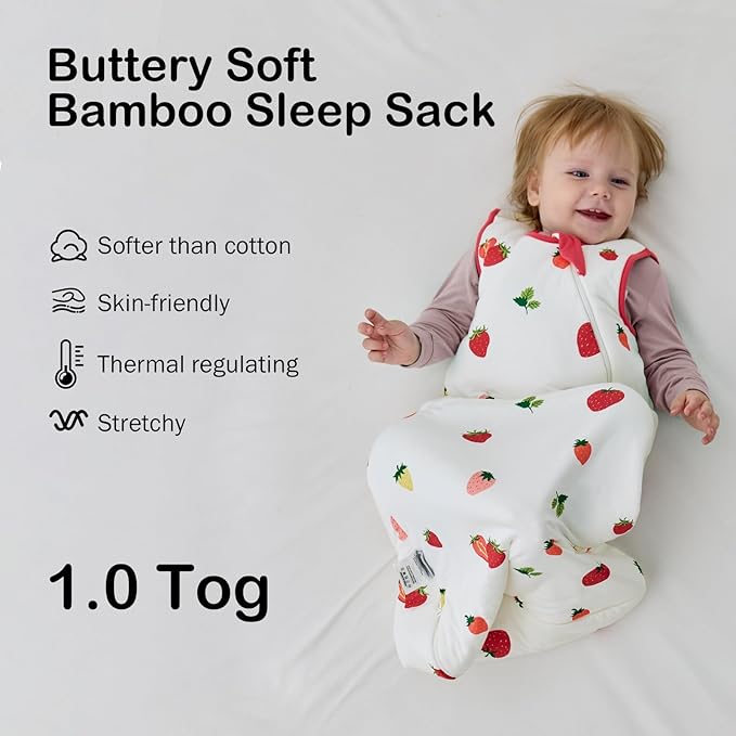BubblePanda Rayon Made from Bamboo Sleep Sack 18-24 Months 1.0 Tog Soft Toddler Sleeping Sack 2t for Babies 2-Way Zipper Baby Wearable Blanket