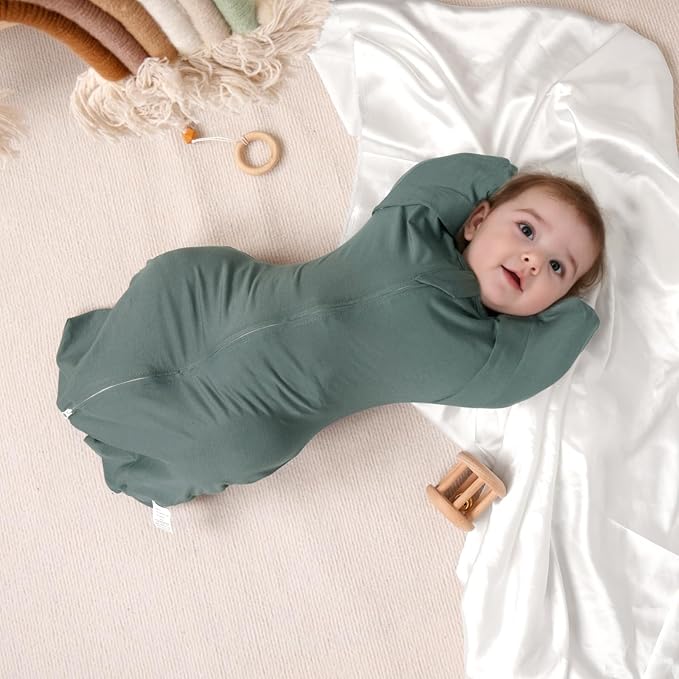 MEXXI Swaddle Baby Sleep Sack With Arms Up, 2 Pack Baby Transitional Swaddle with Double Zipper,0.5 TOG, 8-13 lbs, S
