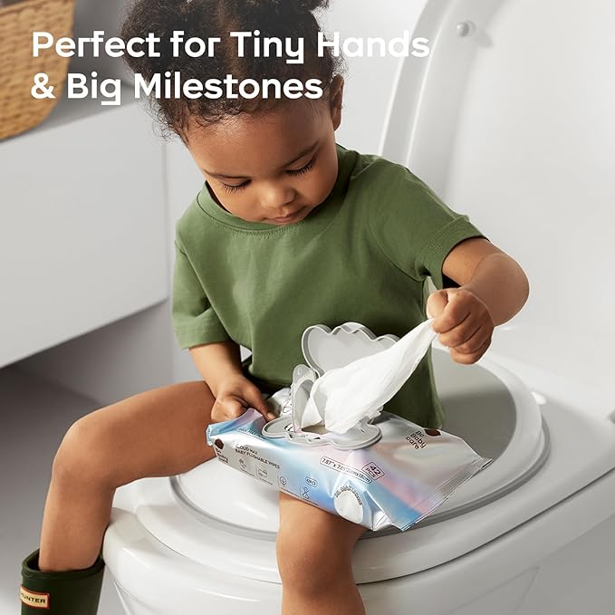 Bc Babycare Cloud Max Flushable Wipes, Hypoallergenic for Sensitive Skin, 99% Water, Plant-Based Fibers, Sewer + Septic Safe, Fragrance Free Toddler Potty Training, 336 Wipes, 8 Pack