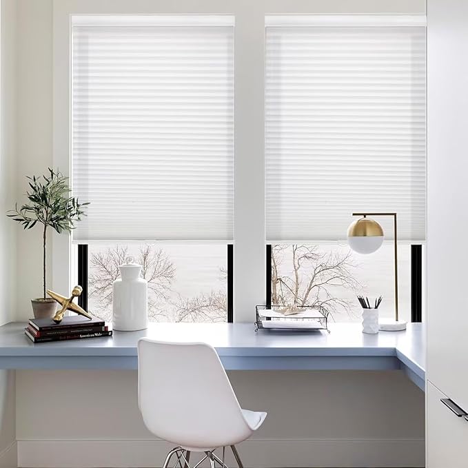 MYshade 1.5-Inch Cellular Cordless Light Filtering Shades, Honeycomb Window Blinds for Soft Daylight & Privacy, Thermal Insulation, Child Safe, Inside or Outside Mount (48" W x 72" H, White)