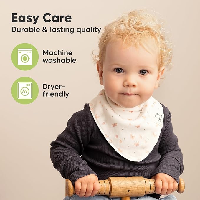 KeaBabies 8-Pack Organic Baby Bandana Bibs for Girls - Super Absorbent Triangle Baby Bibs for Drooling and Teething Infant, 100% Cotton Extra Soft for Newborn, Infant 0-36 Months (Butterflies)