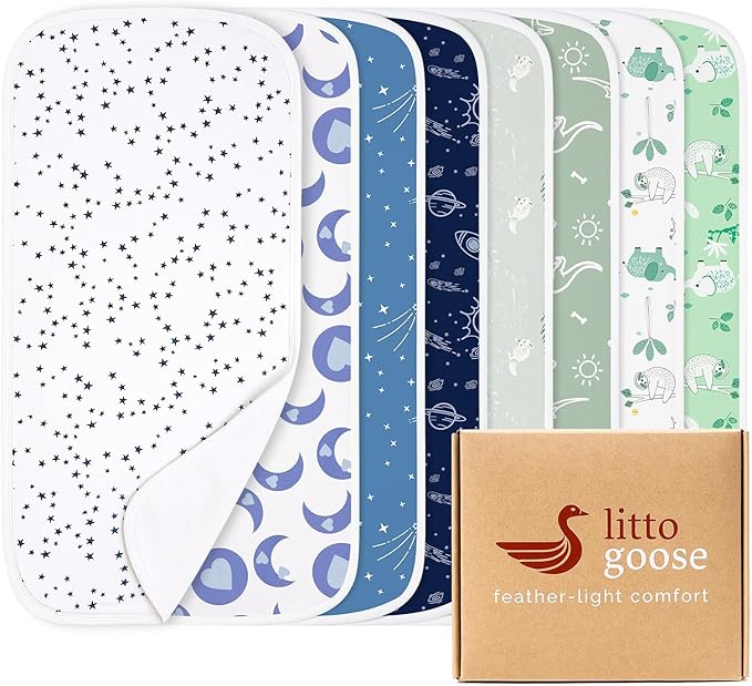 littogoose Premium 8-Pack Waterproof Baby Burp Cloths, Extra Large 13"X26" Soft Absorbent Burping Clothes for Newborns and Infants, Baby Shower Boys Girls