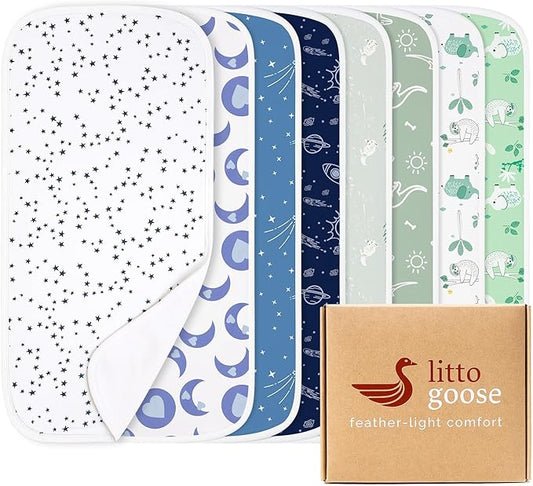 littogoose Premium 8-Pack Waterproof Baby Burp Cloths, Extra Large 13"X26" Soft Absorbent Burping Clothes for Newborns and Infants, Baby Shower Boys Girls