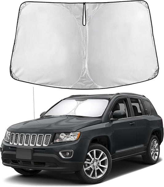 EcoNour Windshield Sunshade for Jeep Compass 2007–2016 | Custom Fit Front Window Sun Shade | Blocks Harmful UV Rays & Reduces Heat | Foldable Sun Visor with Storage Pouch