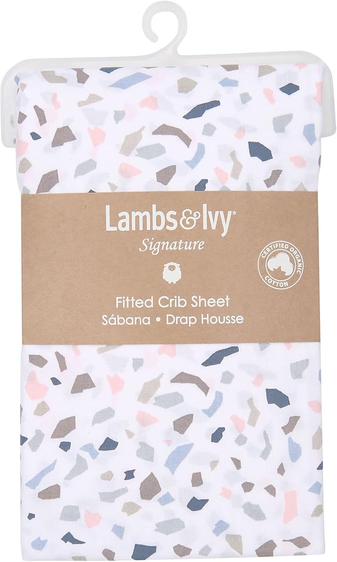 Lambs & Ivy Signature Terrazzo Abstract Organic Cotton Fitted Crib Sheet
