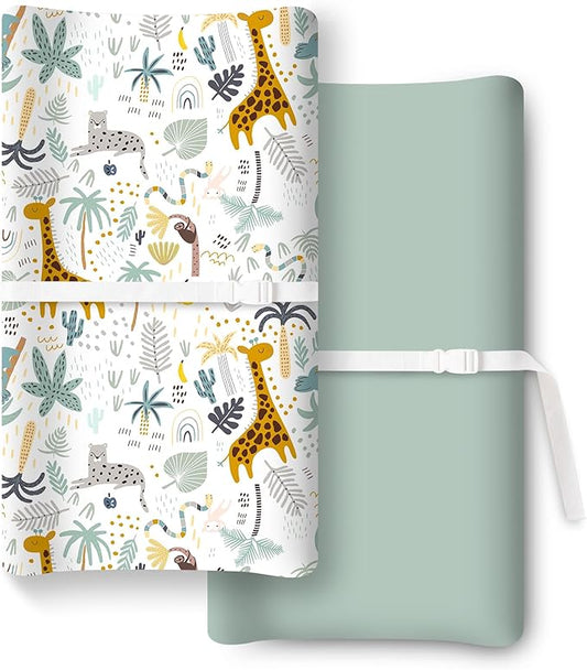 TotChill Extra Stretchy Changing Pad Cover, Ultra Soft Premium Jersey Knit Changing Pad Sheets, Unisex for Boys Girls, Fits All Standard Changing Tables/Dresser Tops - 2 Pack