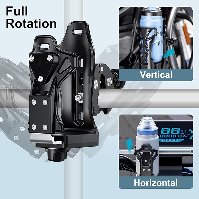 Generic Extra Large Motorcycle ATV Cup Holder Anti Theft, Adjustable Water Bottle Holder for 1.96 – 3.6"" Water Bottle, for Motorcycle Bike Baby Stroller Wheelchair Golf Push Cart Marine Boat Tractor