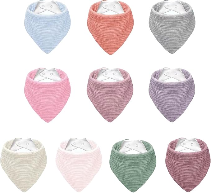 NISXABEBE Muslin Baby Bibs,Soft Triangular Baby Bandana Drool Bibs for Baby Boy Girl,Solid Colors Bib for Drooling Teething