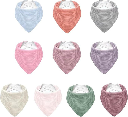 NISXABEBE Muslin Baby Bibs,Soft Triangular Baby Bandana Drool Bibs for Baby Boy Girl,Solid Colors Bib for Drooling Teething