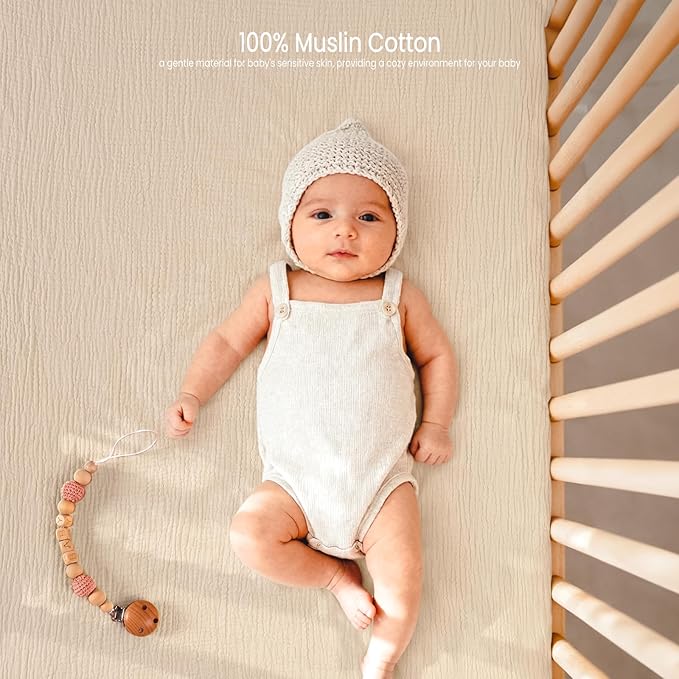 lulumoon Fitted Crib Sheets 2-Pack: Soft Muslin Cotton for Standard Crib - Boho Floral Print for Baby Girls Nursery Bedding & Gift