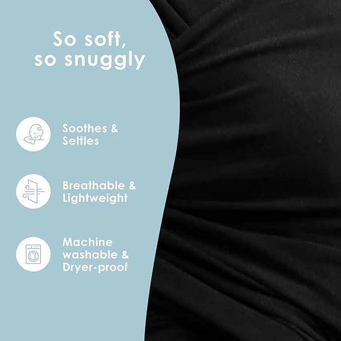 Sleepy Wrap Stretchy Ergonomic Baby Carrier Sling for Newborns to Toddlers - Hands-Free Lightweight Baby Wrap 7-35 lbs (Black)