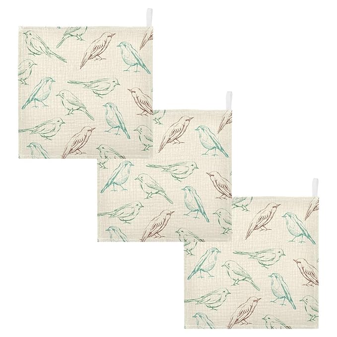 vvfelixl Color Birds Baby Burp Cloths Baby Muslin Washcloths for Boys Girls Cotton Baby Face Towel for Newborn Infants Soft and Absorbent 11.8 X 11.8 in, 5 Pack