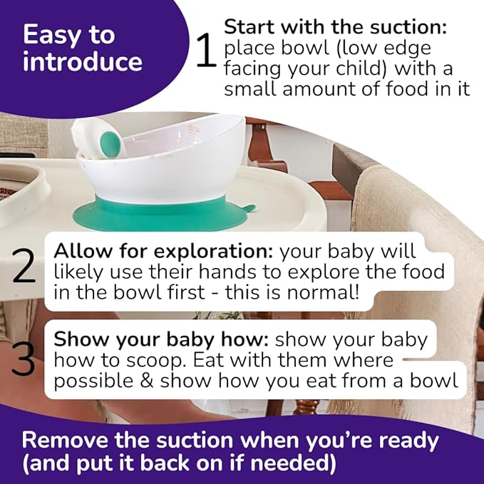 doddl Toddler and Baby Suction Bowl, Ergonomic Toddler Dishes for Self Feeding, 1-3 Year Olds, Dishwasher Safe, BPA Free (Fresh Green)