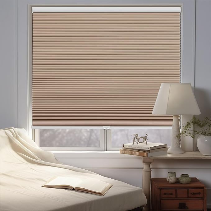Changshade Blackout Blinds Black Out Shade for Indoor Windows, Cordless Cellular Shades Room Darkening Honeycomb Blinds for Bedroom, Bathroom, Shade Size 72 inch High 34 inch Wide, Brown