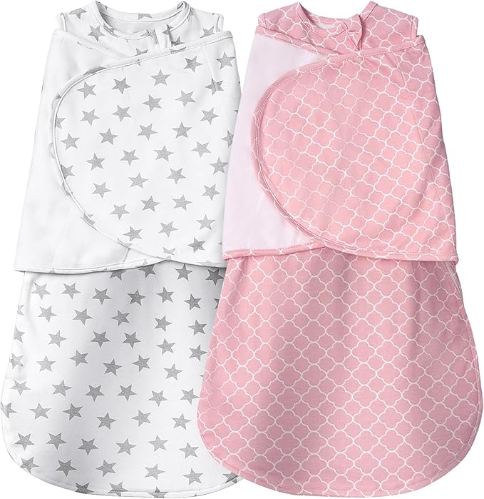 Baby Swaddle,Sleep Sack 6-12 Months,Adjustable WearableTransition Blanket,Miracle Swaddles for Babies Large,100% Cotton-2-Piece