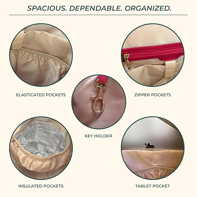Large Diaper Bag Backpack, Vegan Leather Diaper Travel Tote Bag with Changing Pad and Stroller Straps