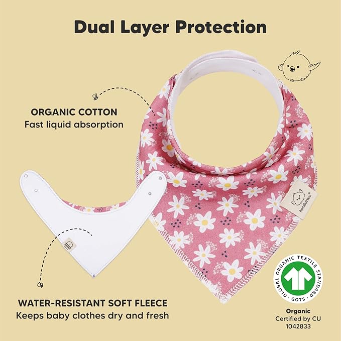 KeaBabies 10-Pack Organic Baby Bandana Bibs for Girls - Super Absorbent Triangle Baby Bibs for Drooling and Teething Infant, 100% Cotton Extra Soft for Newborn, Infant 0-36 Months (Tea Party)