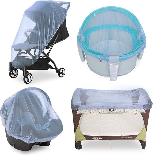 Mosquito Net for Stroller Baby Mosquito Netting for Strollers, Bassinets, Cradles, Playards, Pack N Plays and Portable Mini Crib, Baby Insect Netting, Blue