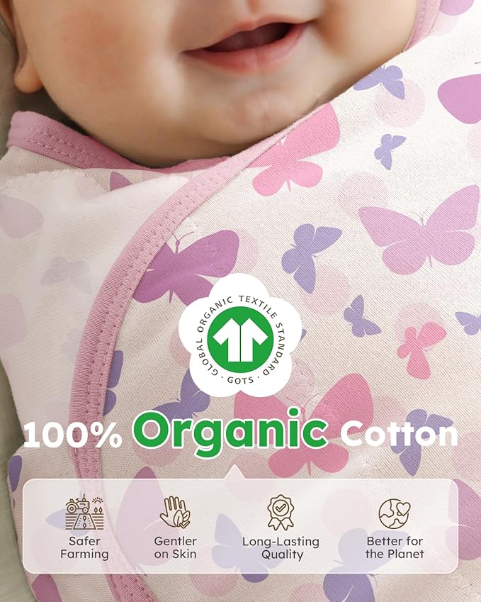 Yoofoss Baby Swaddles for Newborns 100% Organic Cotton, Adjustable Swaddle Sleep Sack 3-6 Months Newborn Swaddle Sack, Breathable Soft(Medium)