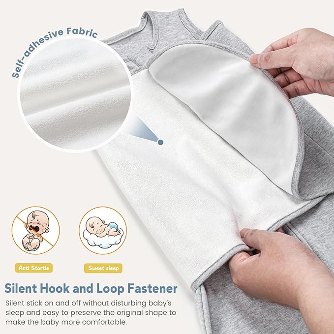 ZIGJOY Sleep Sack Swaddle 1.0 Tog Baby Wearable Blanket 100% Cotton Baby Swaddle Blanket for Newborns 6-12 Months Grey&Line Animal