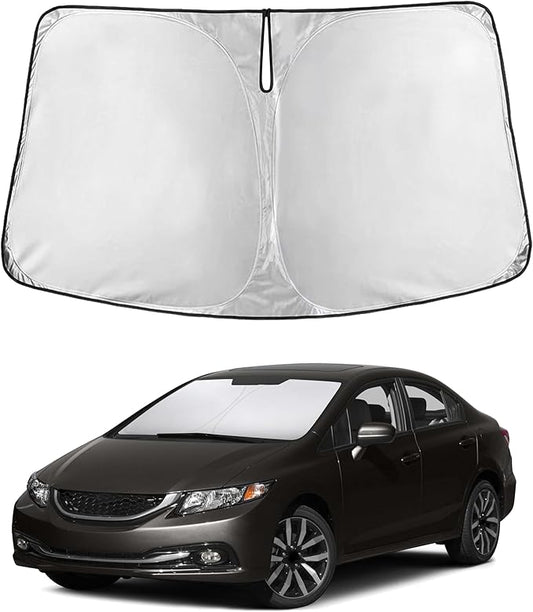 EcoNour Windshield Sun Shade Compatible for Honda Civic 2012–2015 | Sedan Front Window Sunshade | Foldable 4-Layer Sun Visor Protector | UV & Heat Blocking | Keeps Interior Cool