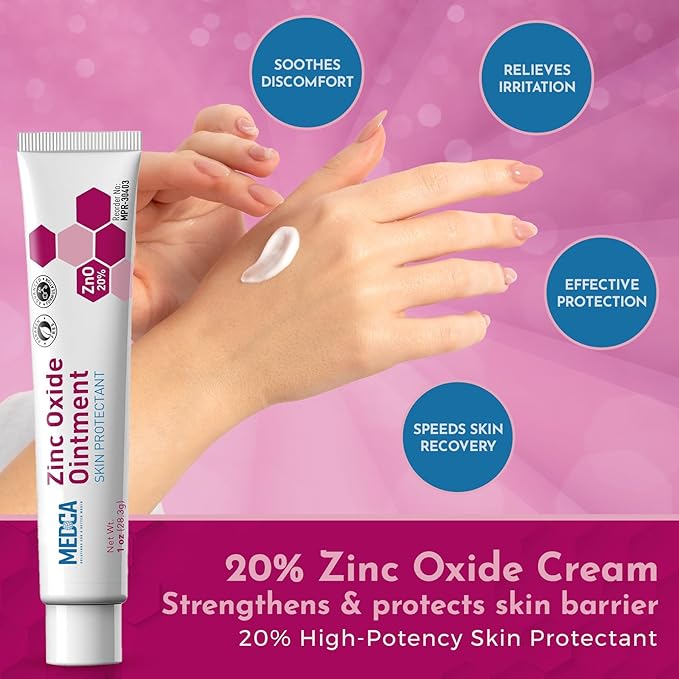 High-Potency 20% Zinc Oxide Ointment - (Pack of 24) Baby Diaper Rash Cream and Gentle Skin Protectant Barrier for Chafed Skin, Wetness Daily & Overnight Protection Soothing, Hypoallergenic, 1oz Tubes