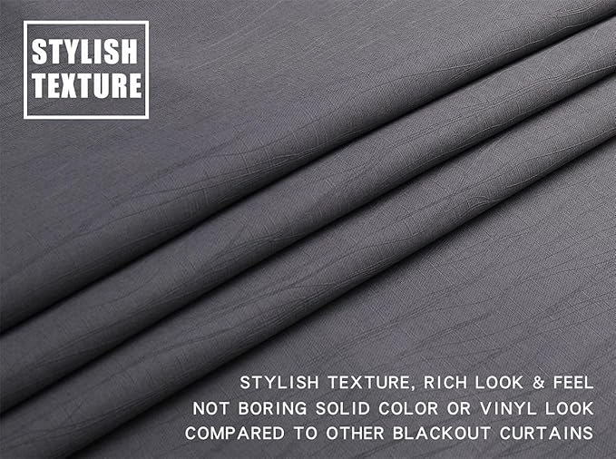 G2000 100% Blackout Curtains for Bedroom Living Room 95 Inches Long Grey - Room Darkening Window Grommet Thermal Lined Insulated Light Blocking Noise Reducing 2 Panels Set