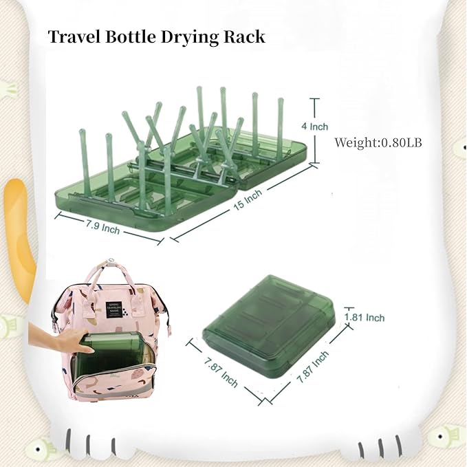 WHNL Travel Bottle Drying Rack Space Saving,Foldable Bottle Drying Rack with 16 Ribs,Portable Baby Bottle Drying Rack for Bottles,Breast Pumps and Other Feeding Accessories,Widely Used Daily Basis