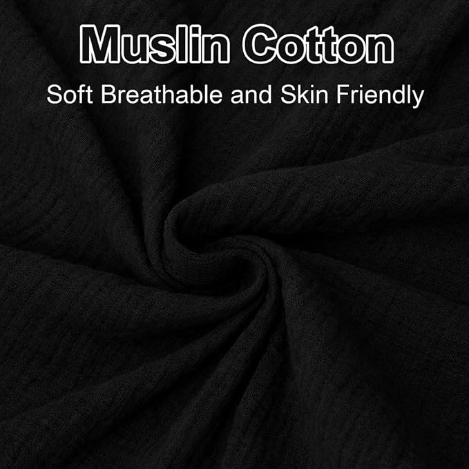 PET REJOIR 2 Pack Muslin Crib Sheets for Boys & Girl- Neutral Breathable Cotton Crib Mattress Sheets Fitted for Standard 28"x 52"- Nursery Décor No Slip Bed Sheets- Black & White