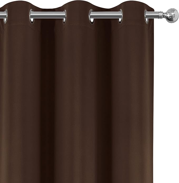 LEMOMO 100% Blackout Curtains 42 x 63 Inch Chocolate Brown Curtains 2 Panels Darkening Thermal Insulated Bedroom Curtains