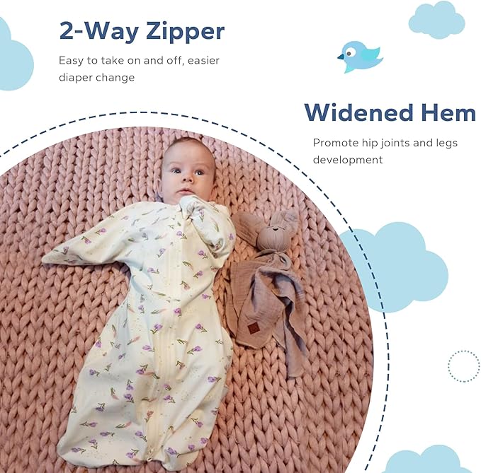 ZIGJOY Baby Transitional Swaddles for Newborns: 0.5 Tog Arms Up Sleep Sack 3-6-12 Months Soft Cotton Shark Fin 2 Way Zipper