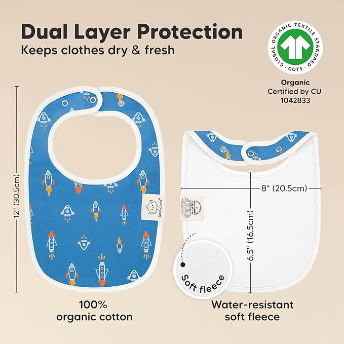 8-Pack Organic Baby Bibs for Boys, Girls - Soft Cotton Drooling and Teething Bibs for Baby Girl & Boy, Extra Absorbent, Easy to Clean & Put On for Toddler, Newborn, Infant 0-24 Months (Cosmo)