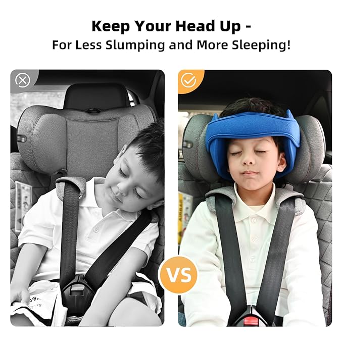 Adjustable Baby Head Support for Car Seat Soft Neck Relief Fit 1-4 Year-Old Toddlers Blue