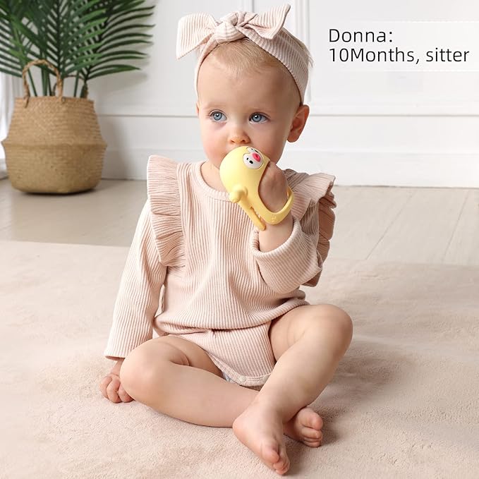 Smily Mia Smily Mia 2Packs Penguin Teethers, TeethingToys for Babies 0-6Months, Baby Teethers for 3-6Months, Teething Mittens for Infants, Pacifiers for Breastfed Babies, Light Yellow