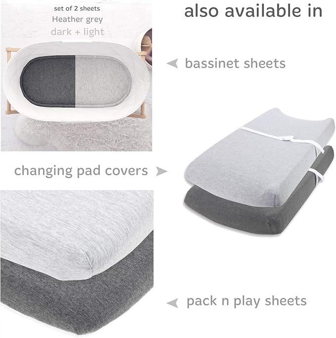 Baby Fitted Crib Mattress Sheets 2 Pack by Cuddly Cubs | Toddler Bed Sheets | Heather Grey Crib Sheets Set for Boy or Girl | 100% Stretchy Jersey Cotton…