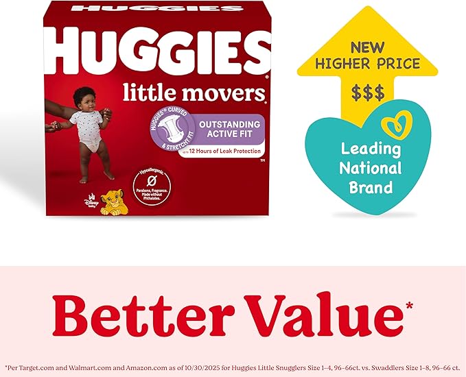Huggies Little Movers Baby Diapers, Size 4 (22-37 lbs), 66 Ct, Packaging May Vary