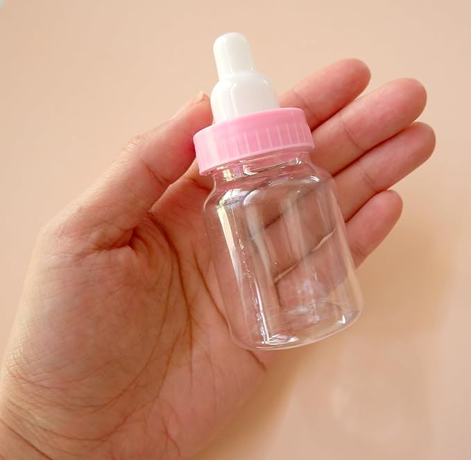 Baby Shower Favor - 36 Pack Pink Mini Milk Bottle Party Favor Gift Bag Boxes 1.5" x 3.5" - Baby Shower Candy Jar.
