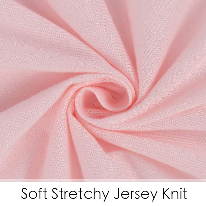 TILLYOU Changing Pad Cover Set in Soft Jersey Material Diaper Changing Pad Cover Girl - Fits 32"/34''x16 Contoured Pad for Babies,Peachy Pink & Lt Gray