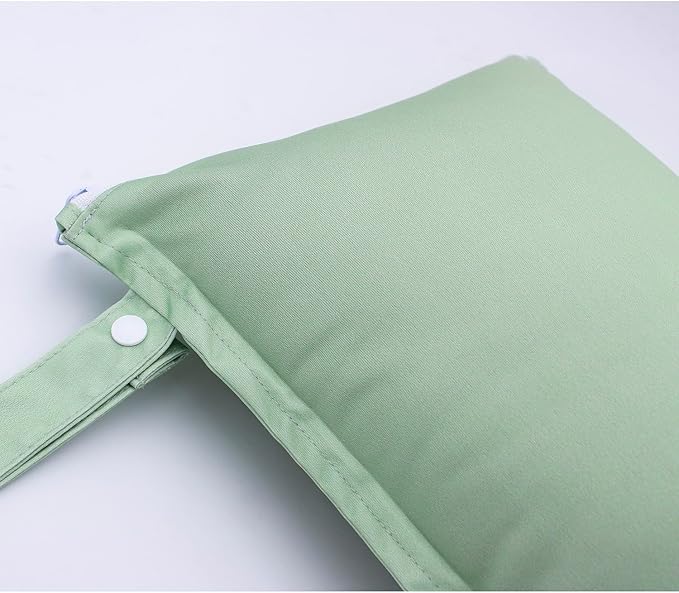 Wet Dry Bag 2pcs Waterproof Reusable Wet Bag for Swimsuits, Baby Cloth Diaper, Travel, Beach, Pool, Bathing Suit, Gym Wet Clothes (Grey Green)