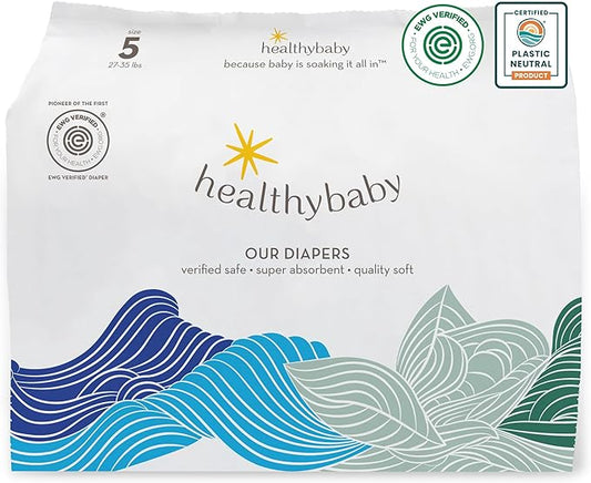 Our Diapers | The First EWG Verified & Microbiome-Friendly Diaper | 12-Hour Leak Protection | Made with Organic Cotton & Plant-Derived Materials | Totally Chlorine Free | Size 5 (27-35 lbs) 30 Count