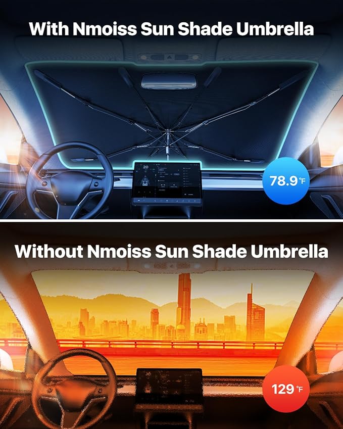 Windshield Sun Shade Umbrella for GMC- [Vinyl Coating Heat Shield] Protect Car from Sun Rays & Heat Damage Keep Cool and Protect Interior for GMC