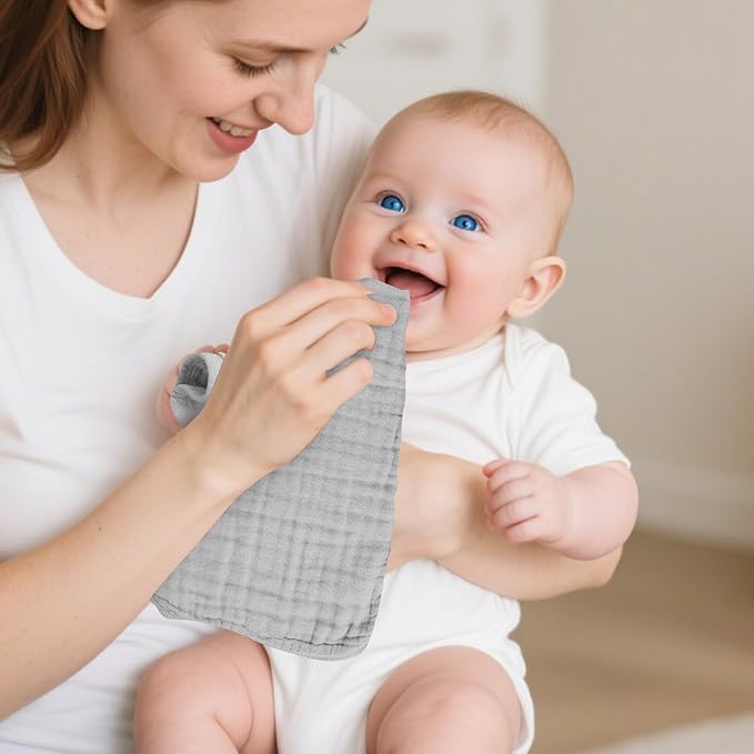 TDHD Muslin Solid Burp Cloths 100% Cotton Large 18''x10'' Extra Soft and Absorbent Multifunctional 6 Pack Baby Burping Cloth for Unisex Boys Girls (Gray)