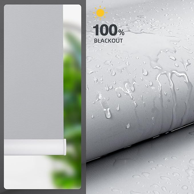 ZSTARR Motorized Smart Blind for Window with Remote Control, Automatic Blackout Roller Shade Customizable Size,with Valance Child Safety Rechargeable Battery Blinds (Light Grey)