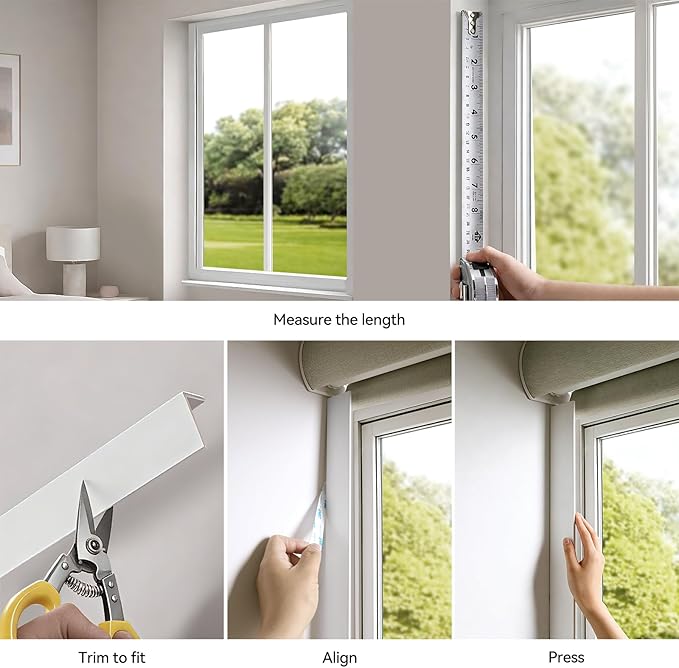 ZSTARR PVC Light Gap Blockers Blackout Light Blockers Side Tracks for Window Shades and Blinds Room Darkening Light Blocking Strips Easy to Install for Home Bedroom Nursery (White, 79",2Pcs)