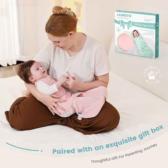 LILBESTIE Baby Swaddle Sleep Sack, 1.0 Tog New-Parent-Friendly Swaddle for Newborns & infant 3-6 Months Baby Wearable Blanket Reduce Startle Reflex, Newborn Boys Girls Registry Essentials